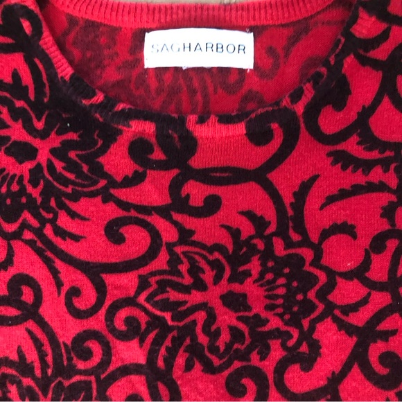 Sag-harbor Floral Short Sleeve Sweater SZ M - Picture 6 of 11